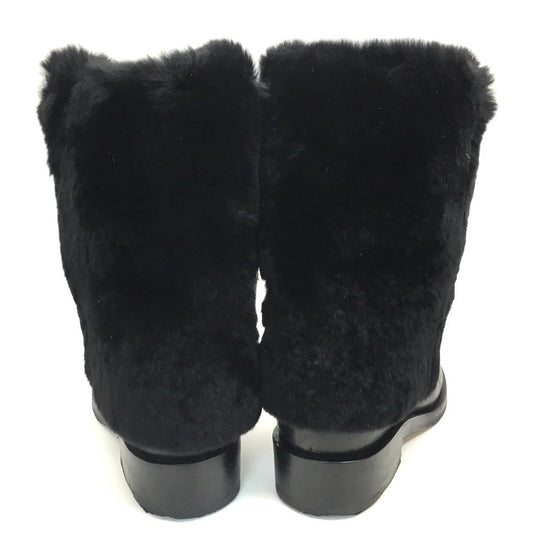 CHANEL boots G31196 leather black CC COCO Mark 15B Women 38 Used Authentic