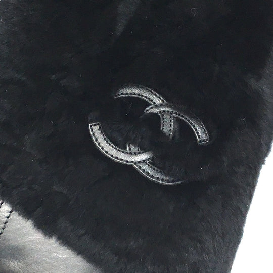 CHANEL boots G31196 leather black CC COCO Mark 15B Women 38 Used Authentic