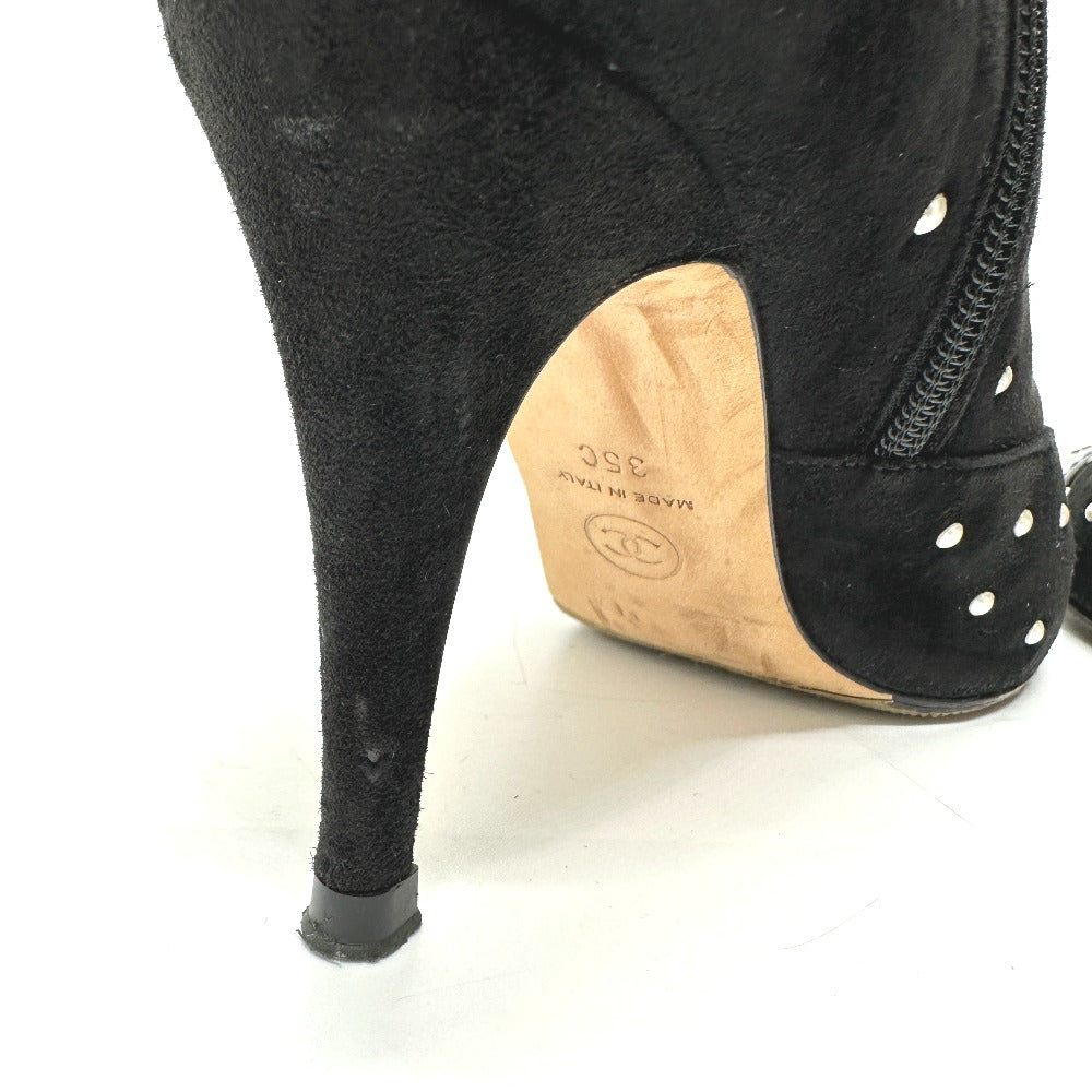 CHANEL boots G G33426 suede black pearl dot Women 36C Used Authentic