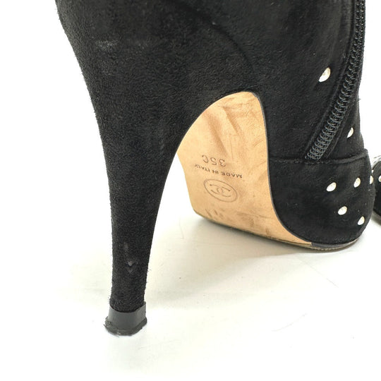 CHANEL boots G G33426 suede black pearl dot Women 36C Used Authentic