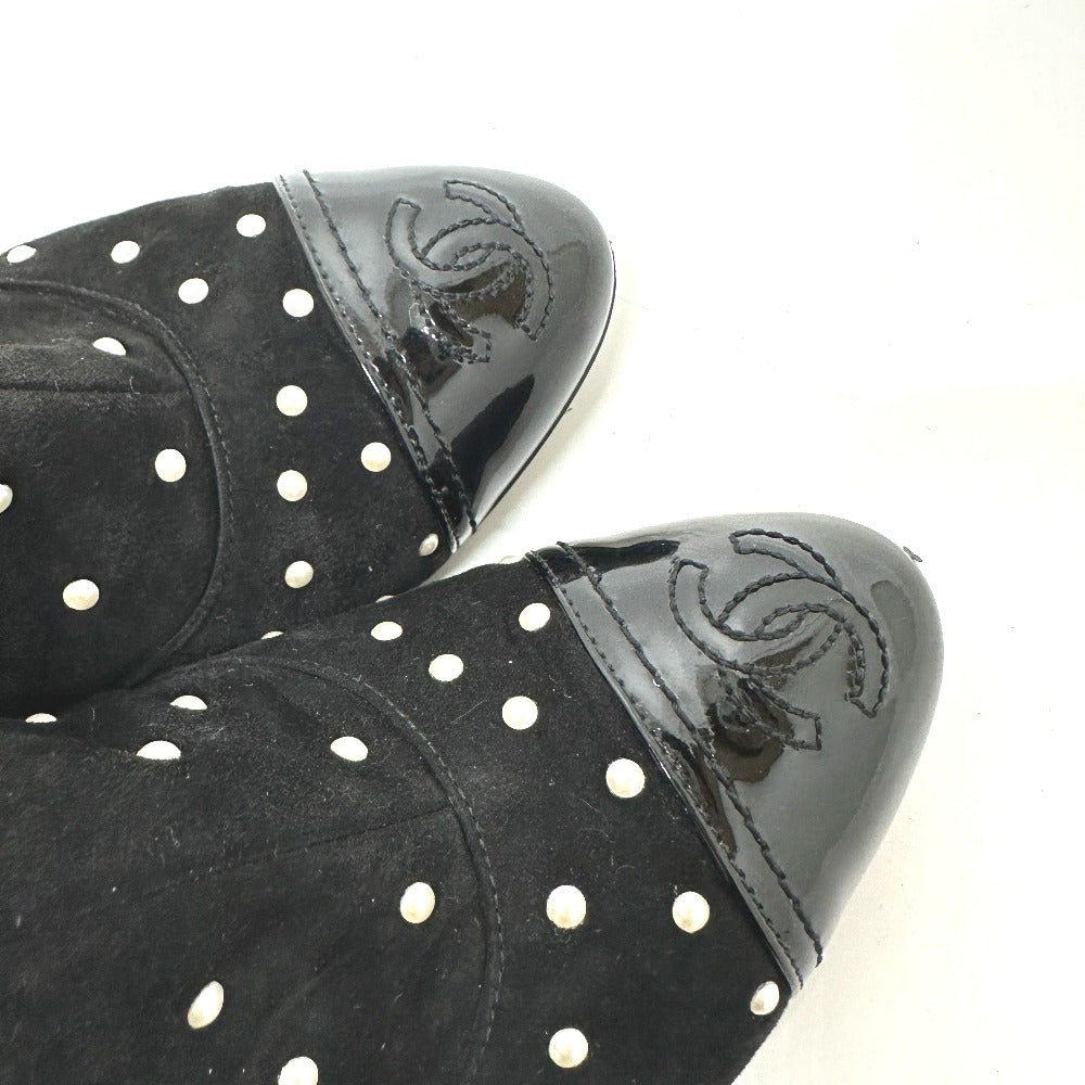 CHANEL boots G G33426 suede black pearl dot Women 36C Used Authentic