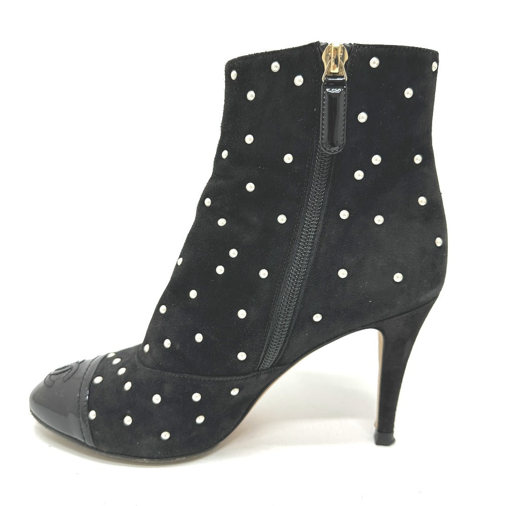 CHANEL boots G G33426 suede black pearl dot Women 36C Used Authentic