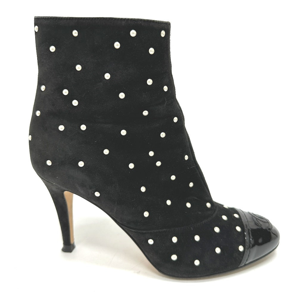 CHANEL boots G G33426 suede black pearl dot Women 36C Used Authentic