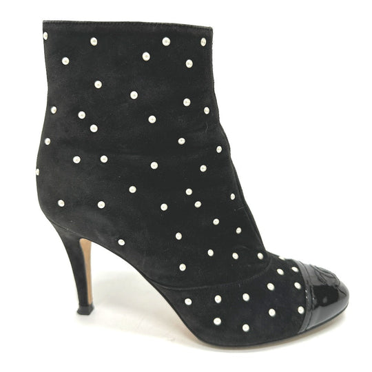 CHANEL boots G G33426 suede black pearl dot Women 36C Used Authentic