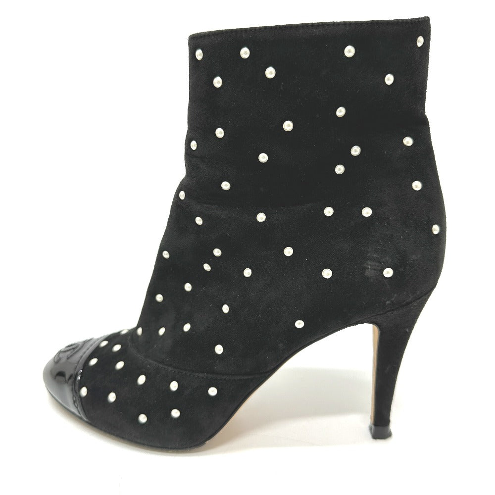 CHANEL boots G G33426 suede black pearl dot Women 36C Used Authentic