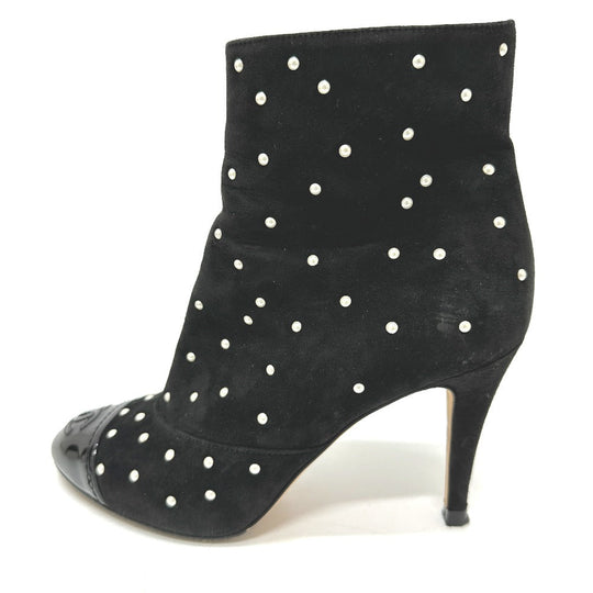 CHANEL boots G G33426 suede black pearl dot Women 36C Used Authentic
