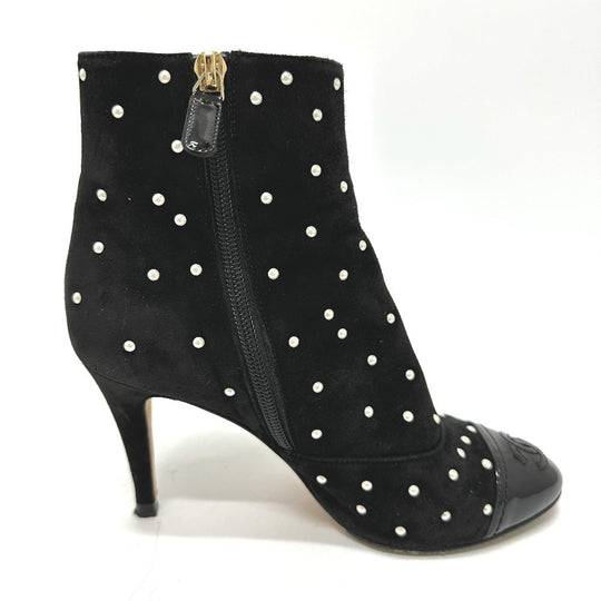CHANEL boots G G33426 suede black pearl dot Women 36C Used Authentic