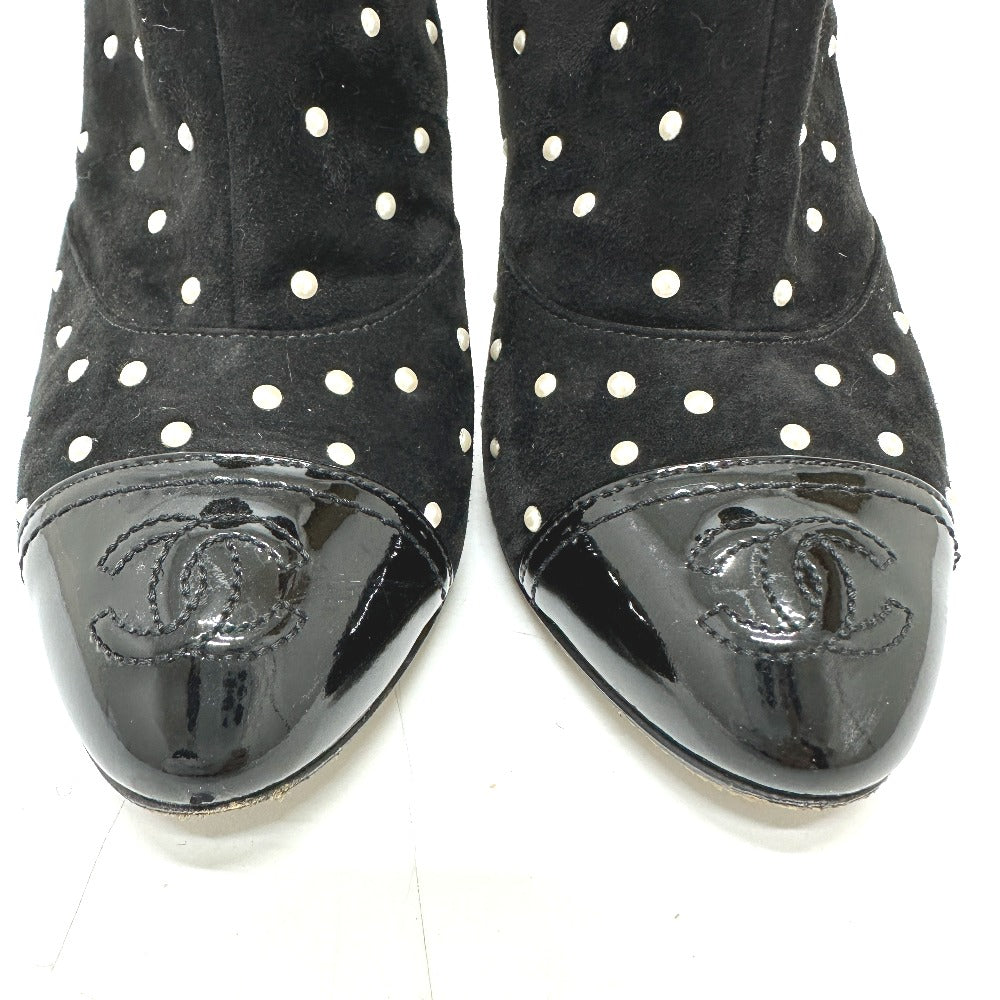 CHANEL boots G G33426 suede black pearl dot Women 36C Used Authentic