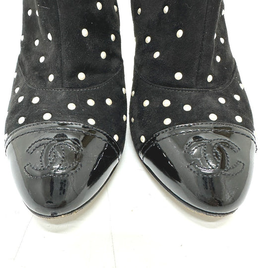 CHANEL boots G G33426 suede black pearl dot Women 36C Used Authentic