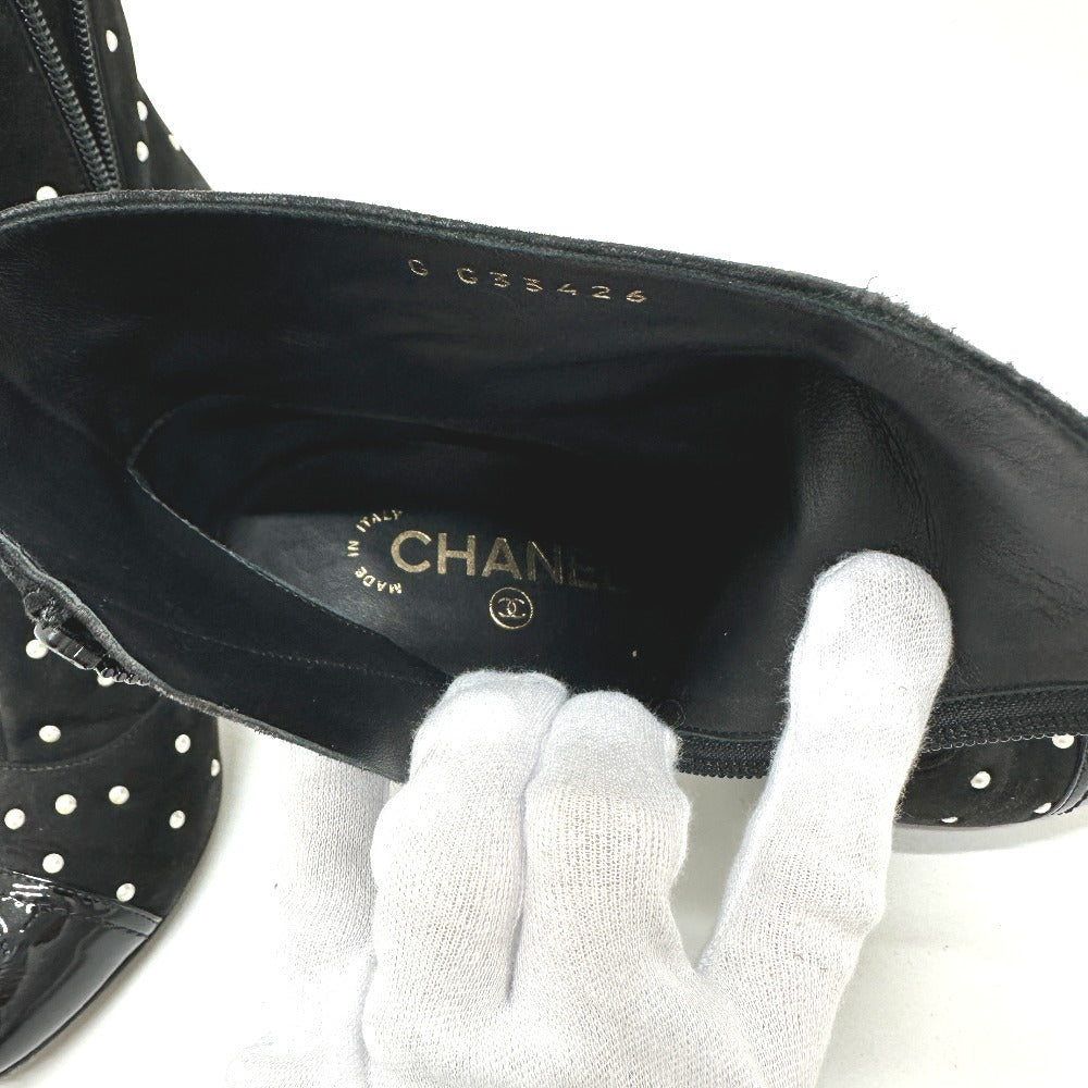 CHANEL boots G G33426 suede black pearl dot Women 36C Used Authentic