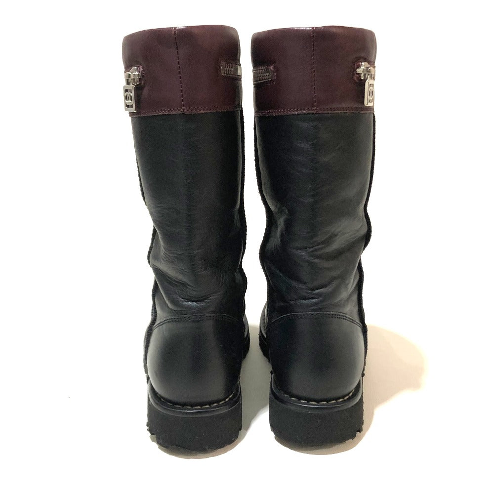 CHANEL boots lambskin Black x Bordeaux Here Cocoon Women 35 Used Authentic