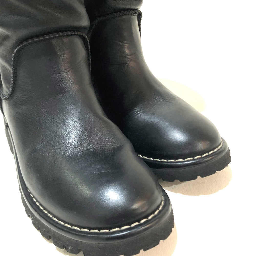 CHANEL boots lambskin Black x Bordeaux Here Cocoon Women 35 Used Authentic