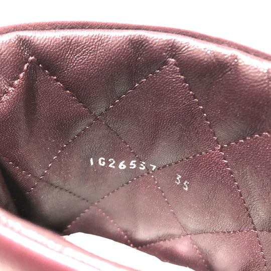 CHANEL boots lambskin Black x Bordeaux Here Cocoon Women 35 Used Authentic