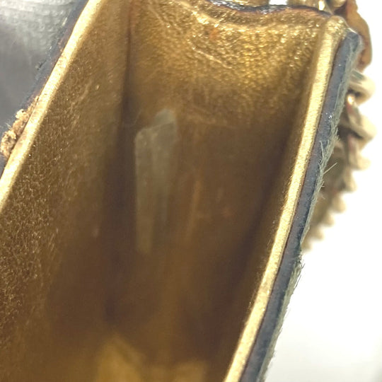 CHANEL Shoulder Bag Leather / Harako khaki bag pochette logo Chain Women Used Authentic