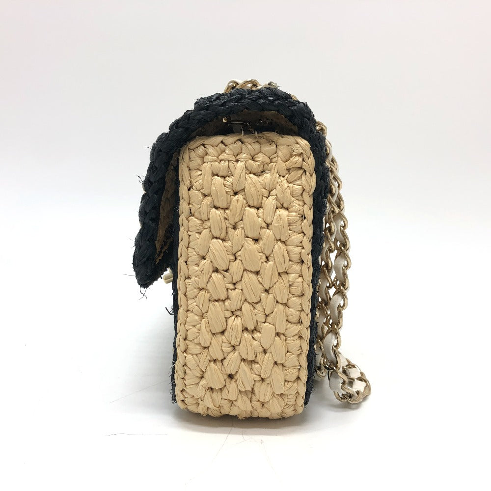 CHANEL Shoulder Bag hemp Beige x black COCO Mark