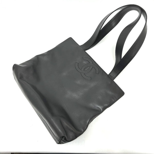 CHANEL Tote Bag lambskin black COCO Mark Women Used Authentic