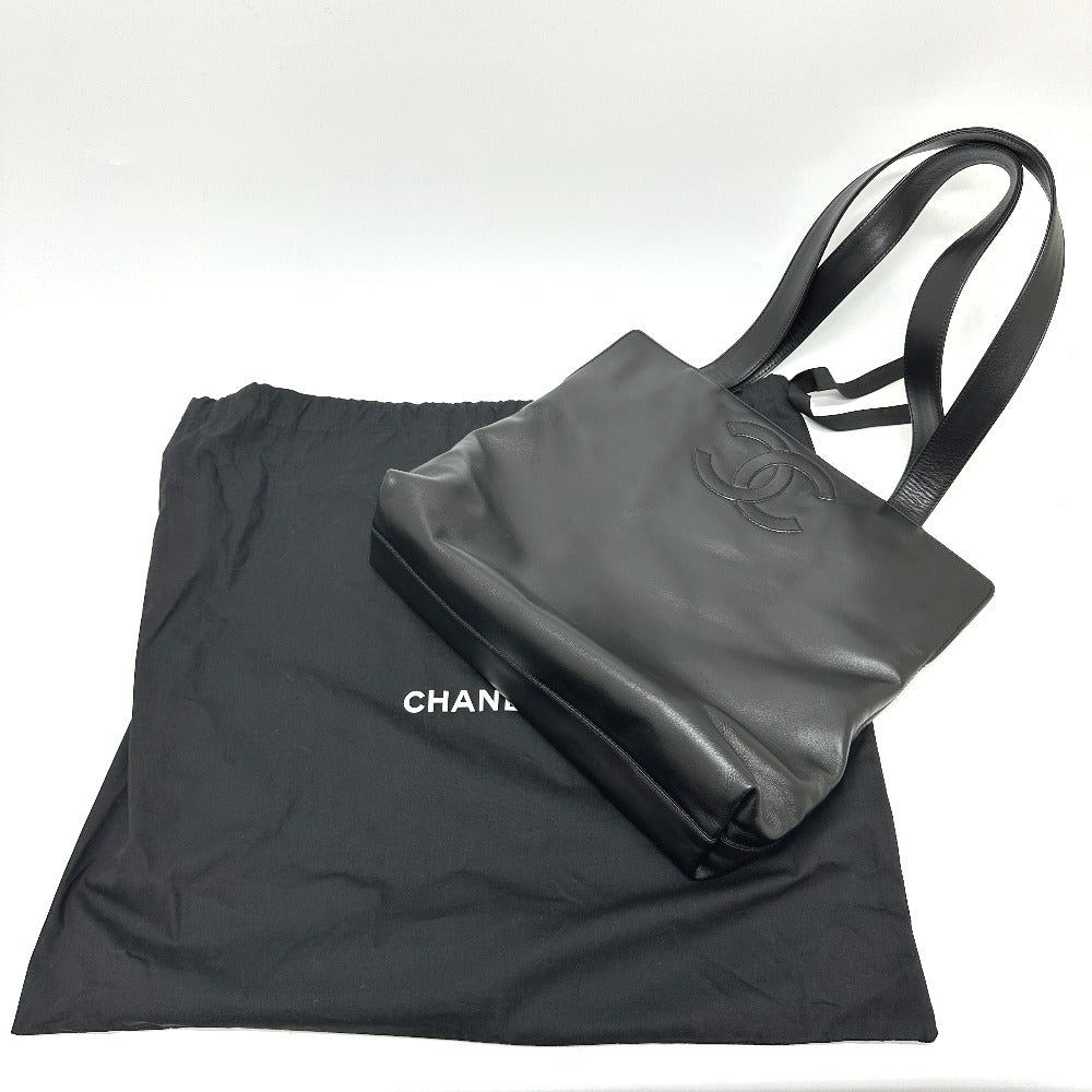 CHANEL Tote Bag lambskin black COCO Mark Women Used Authentic