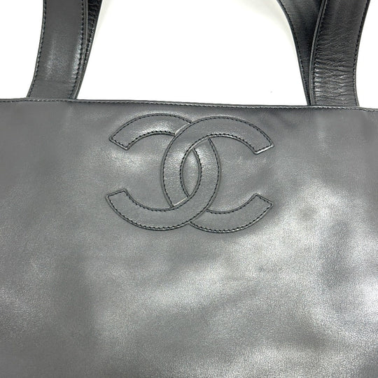 CHANEL Tote Bag lambskin black COCO Mark Women Used Authentic