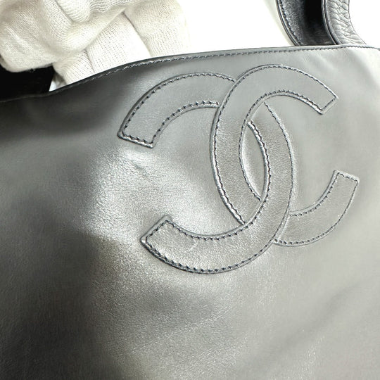 CHANEL Tote Bag lambskin black COCO Mark Women Used Authentic