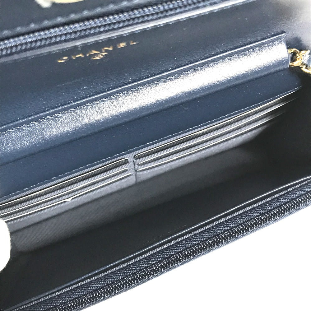 CHANEL Shoulder Bag AP0250 denim blue Long Wallet Purse Chain Bag Matrasse Women Used Authentic