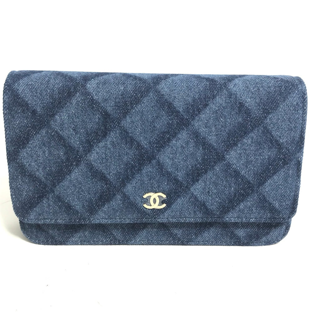 CHANEL Shoulder Bag AP0250 denim blue Long Wallet Purse Chain Bag Matrasse Women Used Authentic