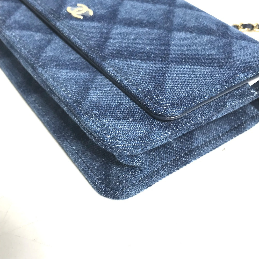 CHANEL Shoulder Bag AP0250 denim blue Long Wallet Purse Chain Bag Matrasse Women Used Authentic