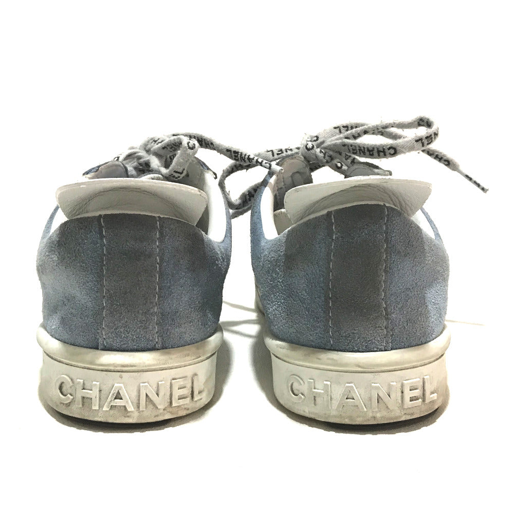 CHANEL sneakers G34085 X51128 suede Light blue typex white 19C logo shoelaces Women 38 Used Authentic
