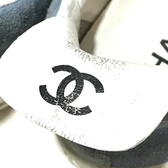 CHANEL sneakers G34085 X51128 suede Light blue typex white 19C logo shoelaces Women 38 Used Authentic