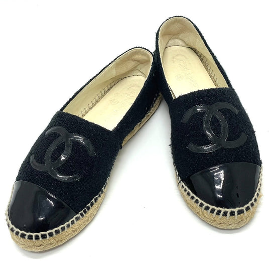 CHANEL Slip-on G29762 Tweed, Patent Leather black CCCOCO Mark Espadrille 39