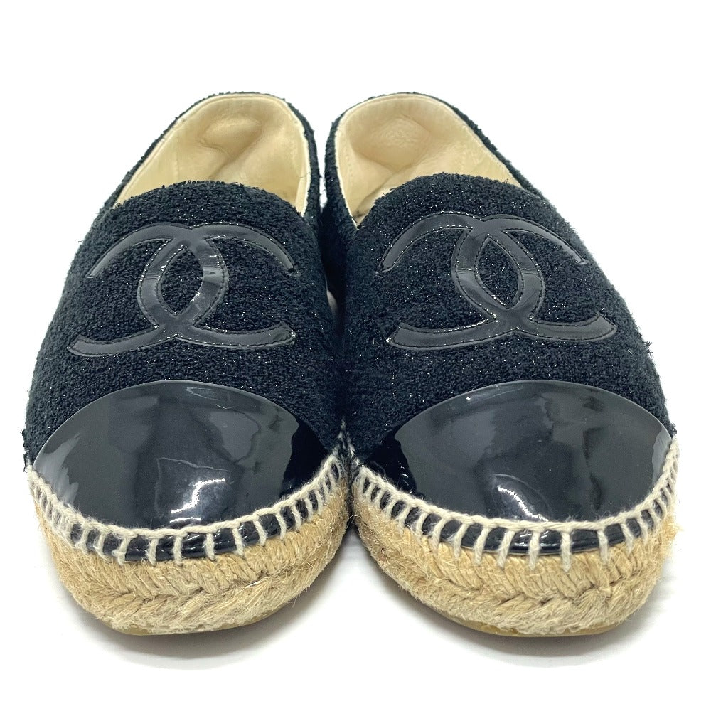 CHANEL Slip-on G29762 Tweed, Patent Leather black CCCOCO Mark Espadrille 39