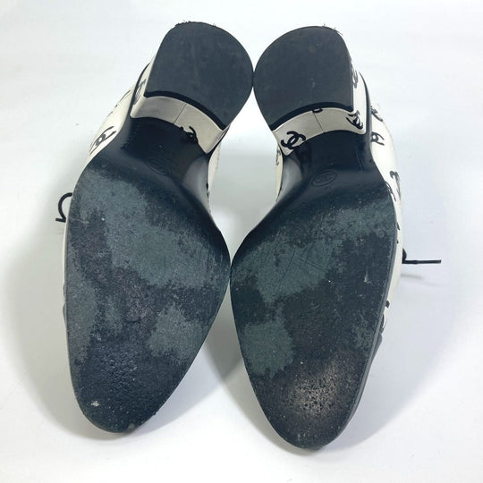 CHANEL Leather shoes G39008 leather White x black 22S CC COCO Mark all-over pattern Women 37 1/2 Used Authentic