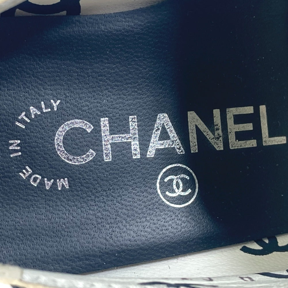 CHANEL Leather shoes G39008 leather White x black 22S CC COCO Mark all-over pattern Women 37 1/2 Used Authentic