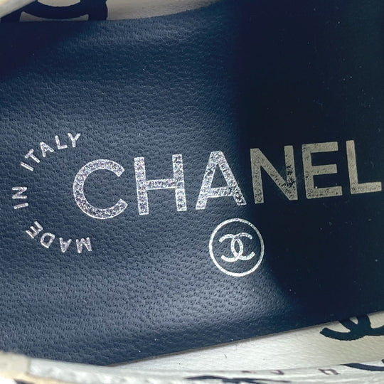 CHANEL Leather shoes G39008 leather White x black 22S CC COCO Mark all-over pattern Women 37 1/2 Used Authentic