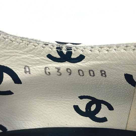 CHANEL Leather shoes G39008 leather White x black 22S CC COCO Mark all-over pattern Women 37 1/2 Used Authentic