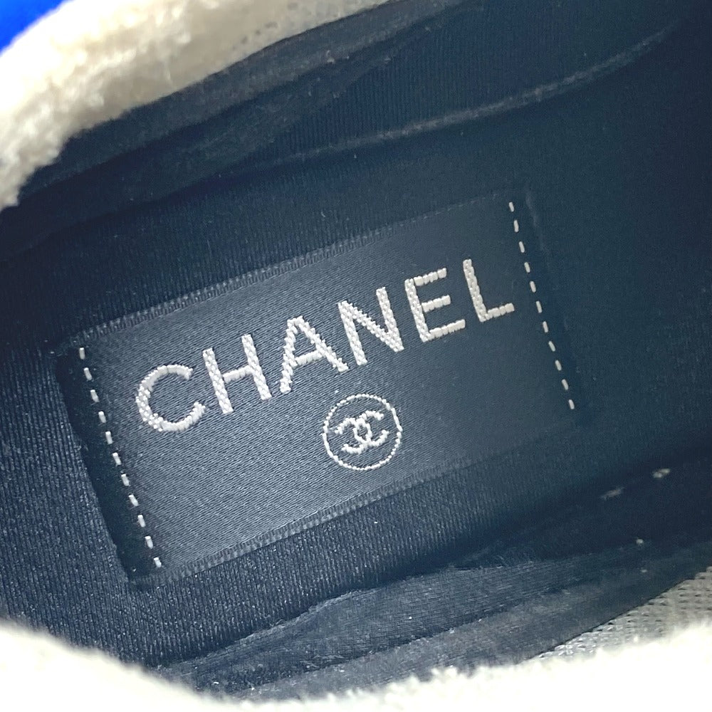 CHANEL sneakers G34086�@ Nylon/Leather, Nylon blue CC COCO Mark Women 35 Used Authentic