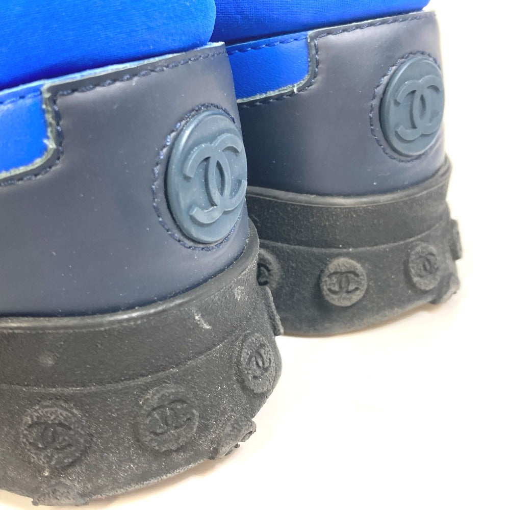 CHANEL sneakers G34086�@ Nylon/Leather, Nylon blue CC COCO Mark Women 35 Used Authentic