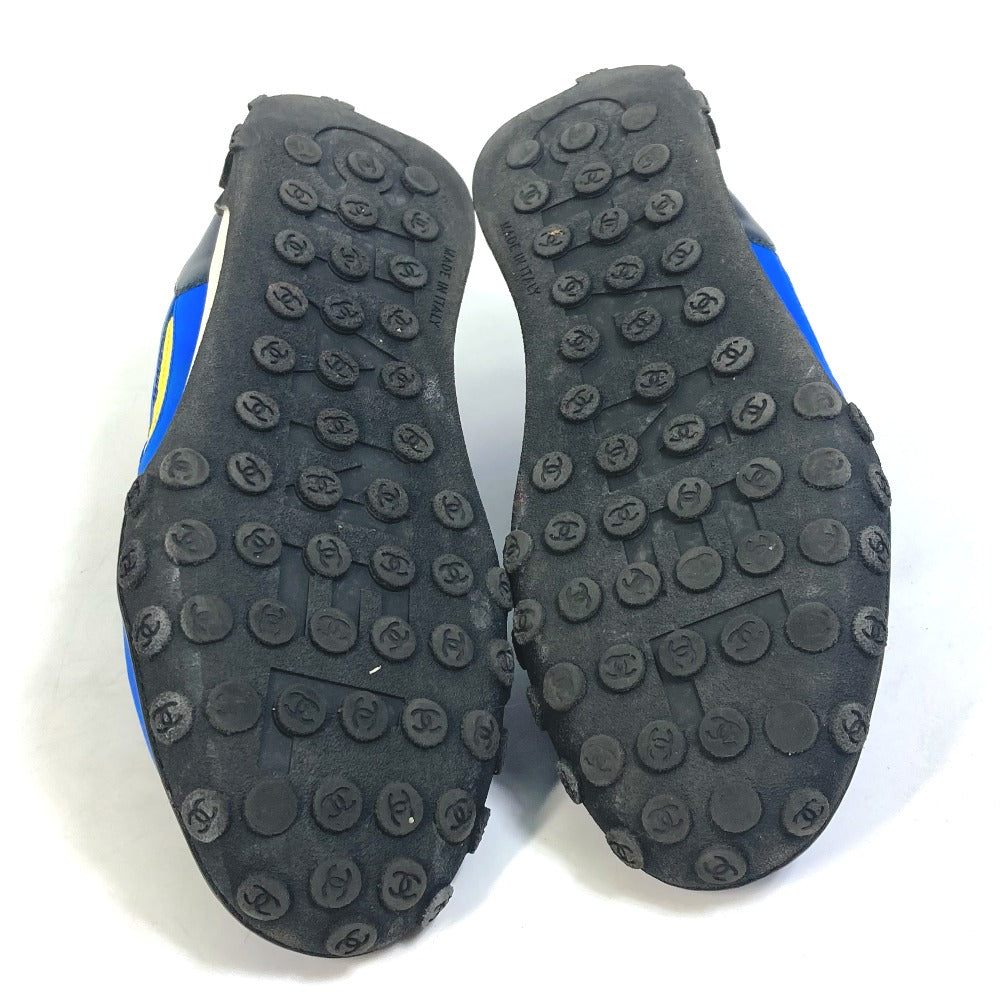 CHANEL sneakers G34086�@ Nylon/Leather, Nylon blue CC COCO Mark Women 35 Used Authentic