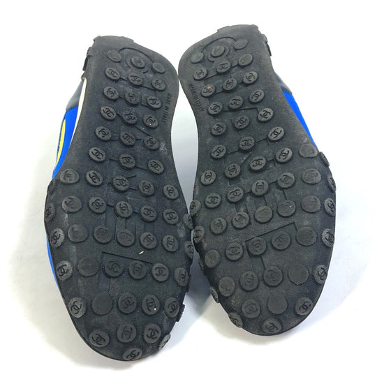 CHANEL sneakers G34086�@ Nylon/Leather, Nylon blue CC COCO Mark Women 35 Used Authentic