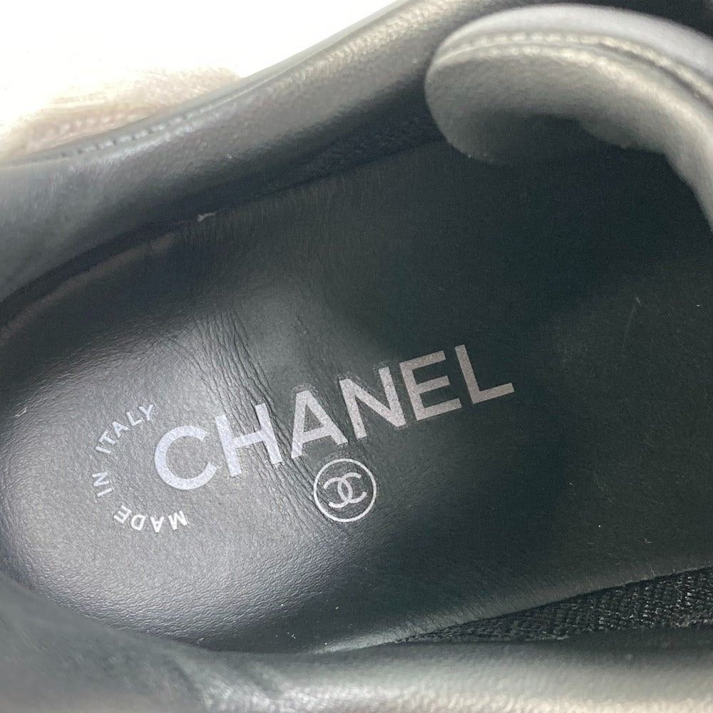 CHANEL sneakers G35063 leather black By color logo Women 40 Used Authentic