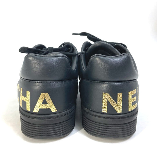 CHANEL sneakers G35063 leather black By color logo Women 40 Used Authentic