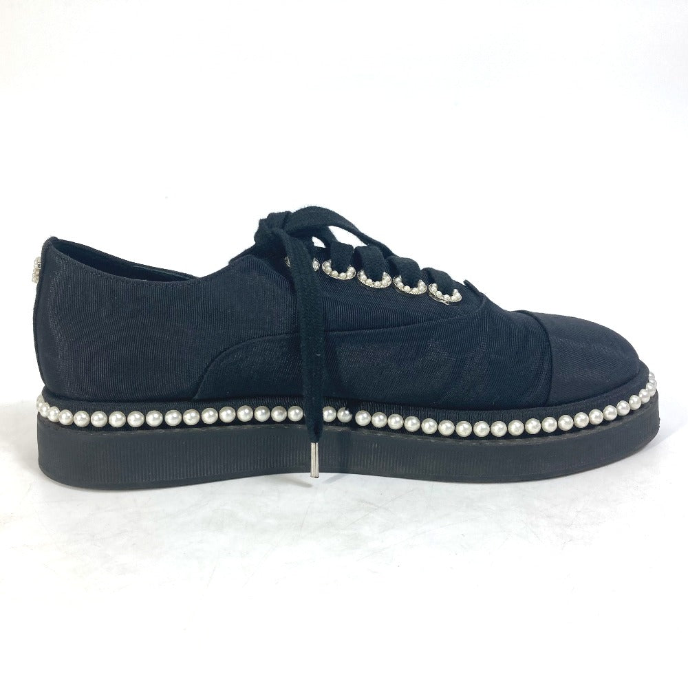 CHANEL sneakers G32357 Canvas, Canvas black CC COCO Mark Pearl 36