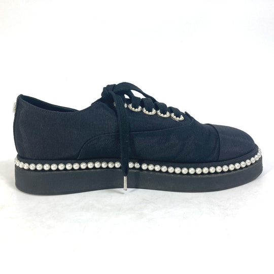 CHANEL sneakers G32357 Canvas, Canvas black CC COCO Mark Pearl 36