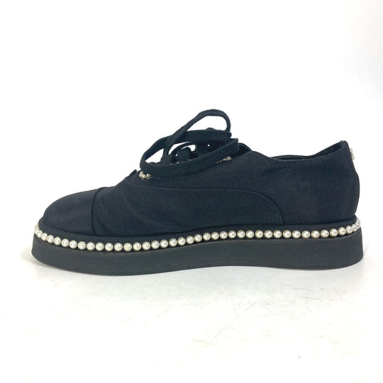 CHANEL sneakers G32357 Canvas, Canvas black CC COCO Mark Pearl 36