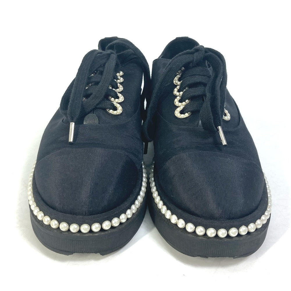 CHANEL sneakers G32357 Canvas, Canvas black CC COCO Mark Pearl 36