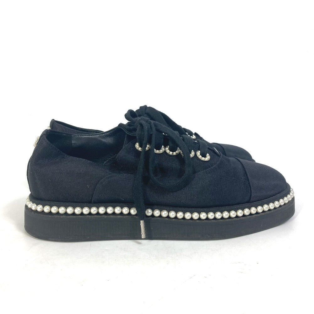 CHANEL sneakers G32357 Canvas, Canvas black CC COCO Mark Pearl 36