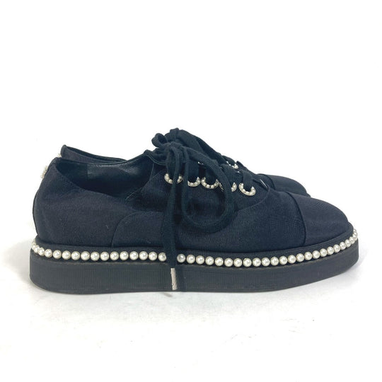 CHANEL sneakers G32357 Canvas, Canvas black CC COCO Mark Pearl 36