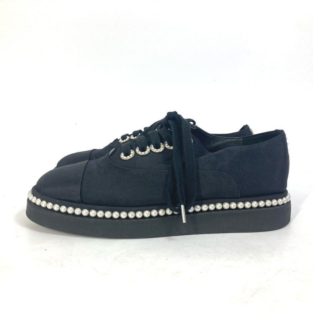 CHANEL sneakers G32357 Canvas, Canvas black CC COCO Mark Pearl 36