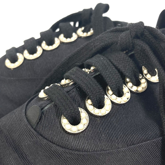 CHANEL sneakers G32357 Canvas, Canvas black CC COCO Mark Pearl 36