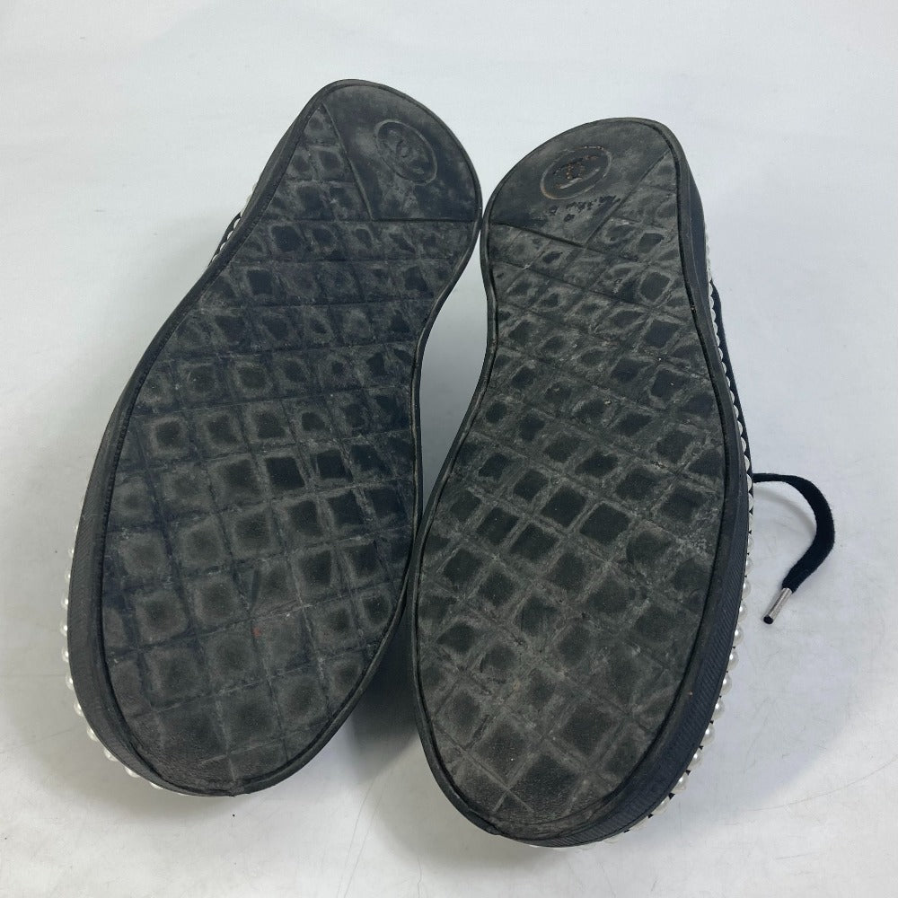 CHANEL sneakers G32357 Canvas, Canvas black CC COCO Mark Pearl 36