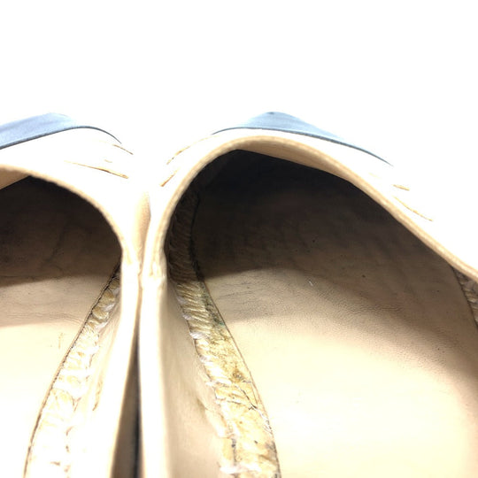 CHANEL Slip-on leather beige Espadrille Women M Used Authentic